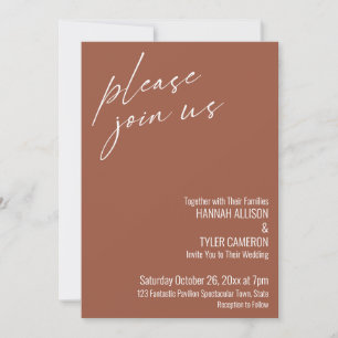 Invitación Guión Moderno Por Favor Únete A Nosotros Terracott