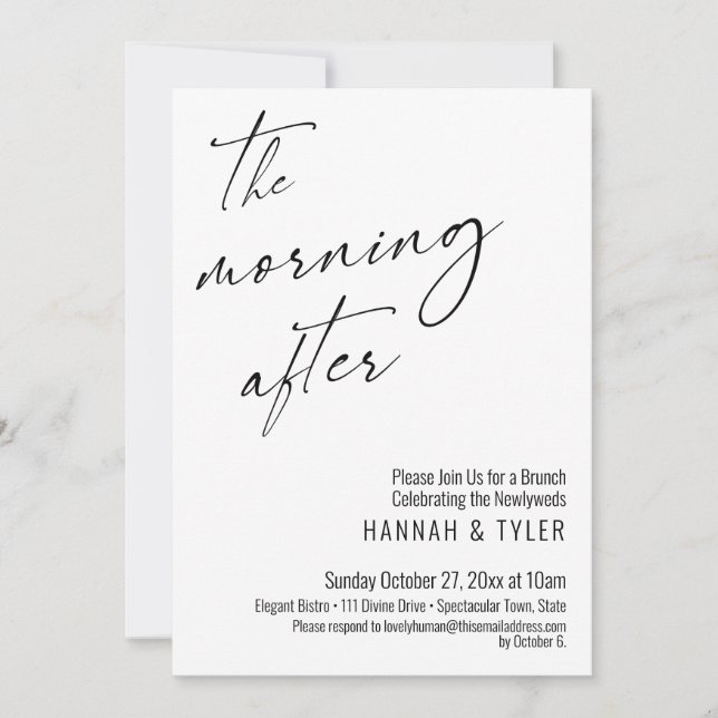 Invitación Guión moderno por la mañana después de un brunch B (Anverso)
