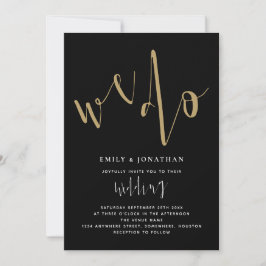 Invitación Guión moderno que hacemos oro negro Boda