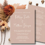 Invitación Guión Moderno Rosa De Rubor Todo En Un Boda Simple<br><div class="desc">Guión Moderno Rosado Rubor Todo En Una Simple Tarjeta De Invitación A La Boda Minimalista. Celebra tu día especial con esta elegante y hermosa tarjeta de invitación a la boda para embellecer tu ocasión especial. Todos los textos están preorganizados para que puedas personalizarlos fácil y rápidamente con tus propios detalles....</div>