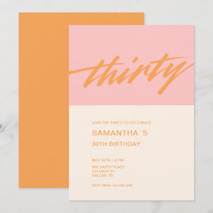 Invitación Guión moderno rosa Treinta y Treinta Años