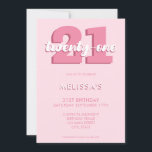 Invitación Guión moderno rosado de moda Cumpleaños 21<br><div class="desc">Invitación de cumpleaños 21 del Pastel Pink Moderno. Minimalista diseño de plantillas de invitación de 21 años con un elegante tipo de letra de guión caligráfico.</div>