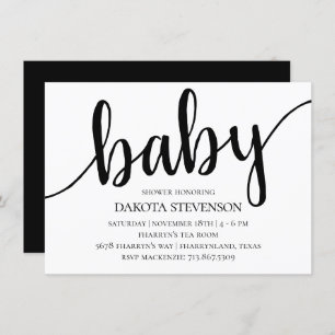 Invitación Guión moderno simple Flourish Script Baby Shower