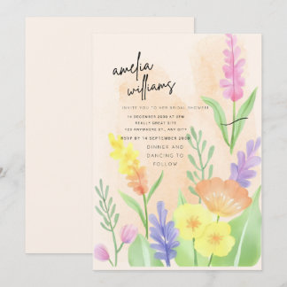 Invitación Guión moderno y elegante floral pastel