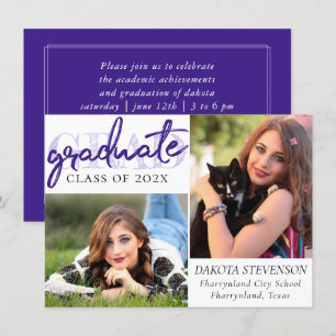 Invitación Guión morado graduado Moda Lavender 2 Foto