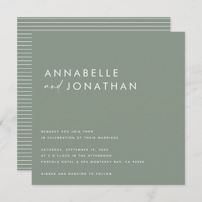 Invitación Guión negro crema moderno mínimo invento contempor (Anverso / Reverso)