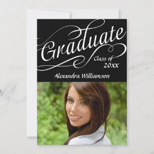 Invitación Guión negro de graduación rápida Graduación