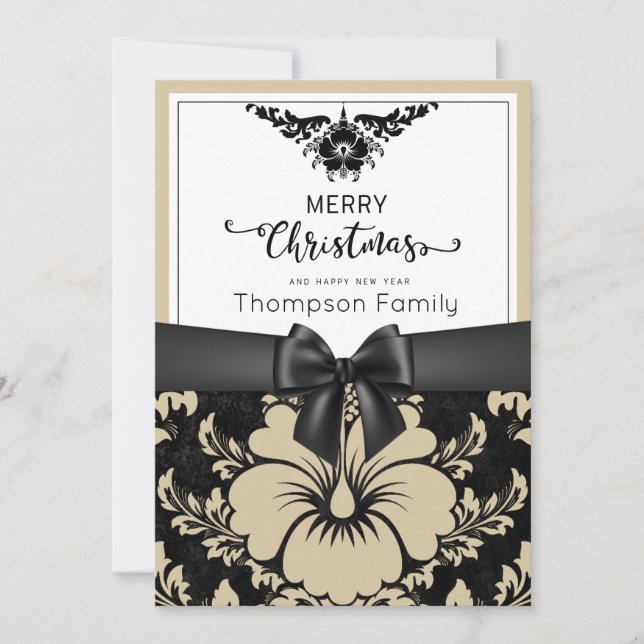 Invitación Guión negro Feliz Navidad y próspero año nuevo (Anverso)