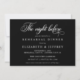Invitación Guión negro la noche antes de la cena del ensayo