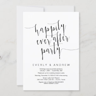 Invitación Guión negro moderno editable, fuga de novios