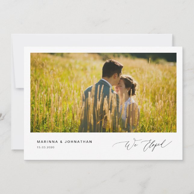 Invitación Guión negro romántico,, Casamiento fuga (Anverso)