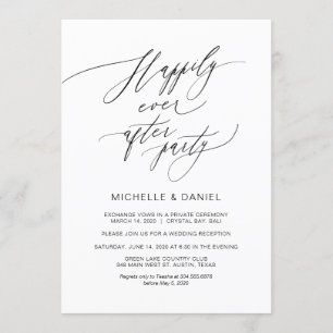 Invitación Guión negro romántico, fuga de novios