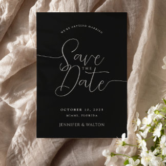 Invitación Guión nombres personalizados negro boda guardar la