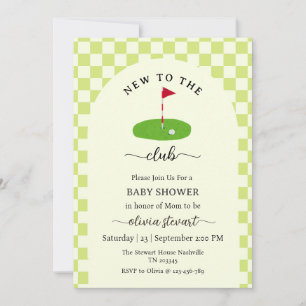 Invitación Guión nuevo para el Baby Shower de golf del club