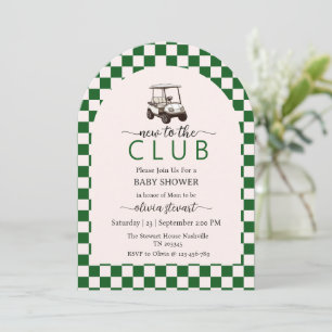 Invitación Guión nuevo para el Baby Shower de golf del club