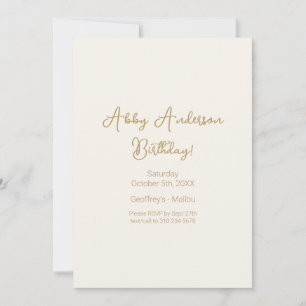 Invitación Guión oro Minimalista moderno simple   Blanco crud