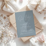 Invitación Guión para la ducha de bebé azul elegante moderno<br><div class="desc">Guión de ducha de bebé diseño moderno de invitación de fiesta elegante azul polvoriento. Diseño perfecto y neutral en cuanto a género.</div>