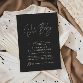Invitación Guión para la ducha de bebé blanco moderno