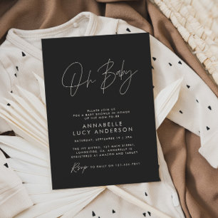 Invitación Guión para la ducha de bebé blanco moderno