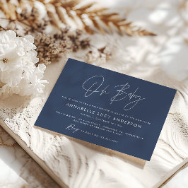 Invitación Guión para la ducha de bebé boho azul marino moder