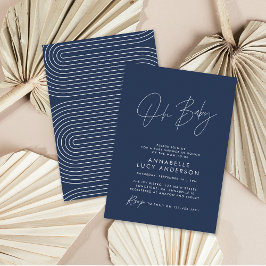 Invitación Guión para la ducha de bebé elegante moderno azul 