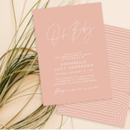 Invitación Guión para la ducha de bebé elegante rosa moderno