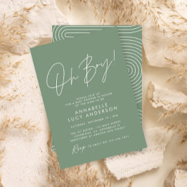Invitación Guión para la ducha de bebé estilo moderno verde e