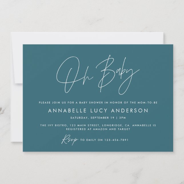 Invitación Guión para la ducha de bebé foto moderna de boho a (Anverso)