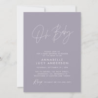 Guión para la ducha de bebé moderno elegante lilac