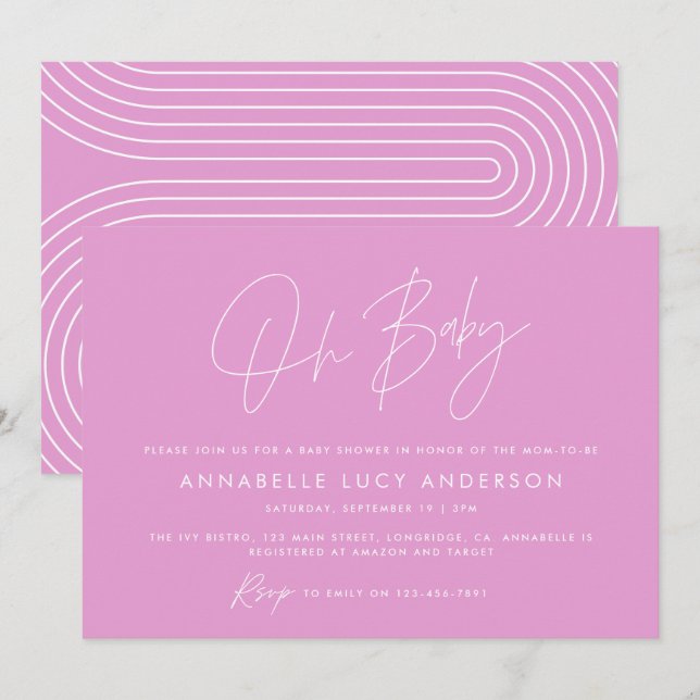 Invitación Guión para la ducha de bebé zumbido brillante mode (Anverso / Reverso)