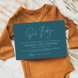Invitación Guión para la ducha del bebé boho azul verde azula