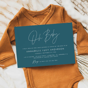 Invitación Guión para la ducha del bebé boho azul verde azula