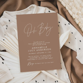Invitación Guión para la ducha moderno marrón elegante