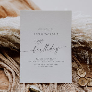 Invitación Guión plateado moderno 50 cumpleaños