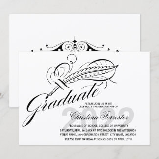 Invitación Guion Pluma de Ave Graduación