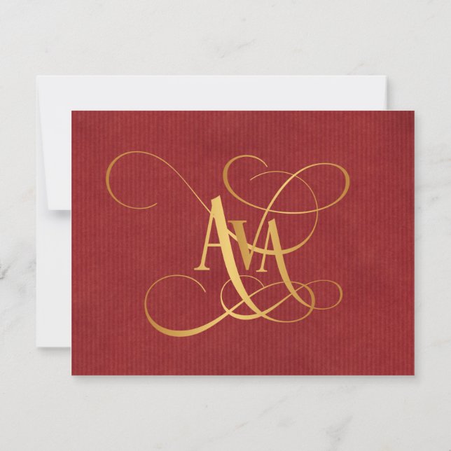 Invitación Guión rápido personalizado Ava Gold en rojo (Reverso)