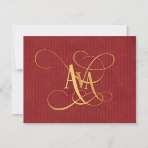 Invitación Guión rápido personalizado Ava Gold en rojo