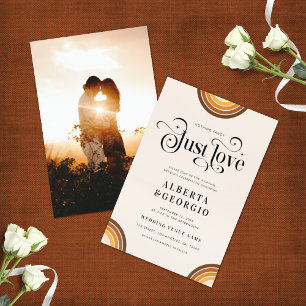 Invitación Guión Retro Boho Arcoíris Nada Lujoso Solo Amor 