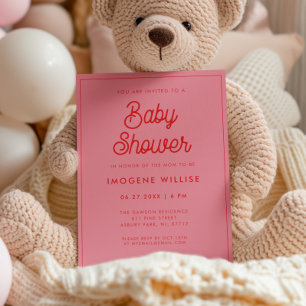 Invitación Guión retro rosa vintage Bebé ducha