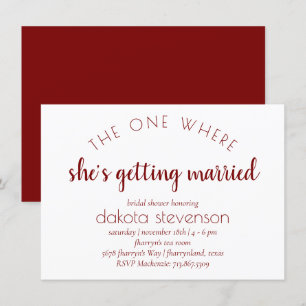 Invitación Guión rojo simple Uno donde se casa
