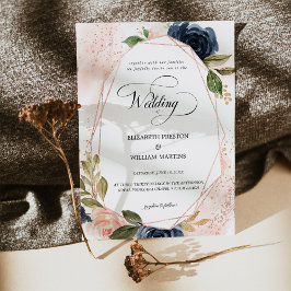 Invitación Guión romántico Boda floral de la marina rosa Rubo