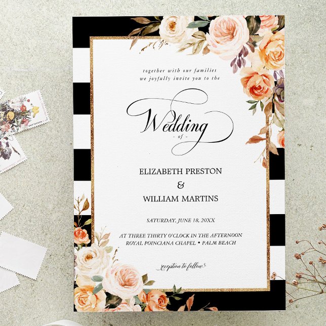 Invitación Guión romántico Boda floral de Terracotta (Subido por el creador)
