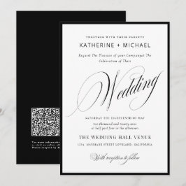 Invitación Guion Romántico Caligrafía Simple y Chic Boda