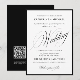 Invitación Guion Romántico Caligrafía Simple y Chic Boda