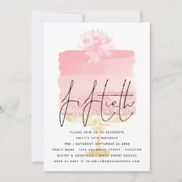 Invitación Guión rosado moderno de pastel superpone 50 cumple