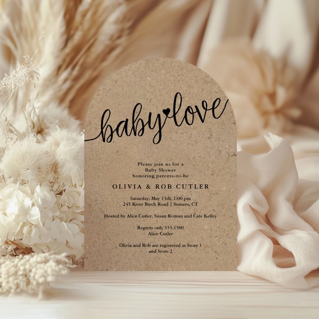 Invitación Guión ruso Bebé amor Kraft Baby Shower Arqueado (Subido por el creador)