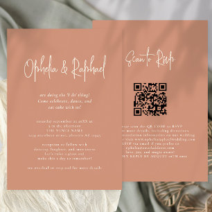 Invitación Guión ruso Código QR Boho Terracotta boda