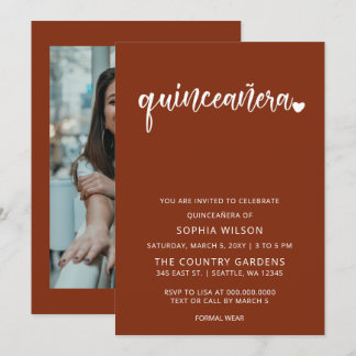 Invitación Guión ruso de Terracota Simple Quinceanera Foto