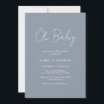 Invitación Guión ruso Dusty Blue Simple Boy Baby Shower<br><div class="desc">Moderna y polvorienta invitación a la ducha de bebé azul con un diseño sencillo con "Oh Baby" en una tipografía de estilo rústico. Esta elegante invitación con un diseño minimalista es perfecta para un niño con ducha.</div>