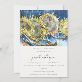 Invitación Guión rústico Ducha de novia de girasol amarillo